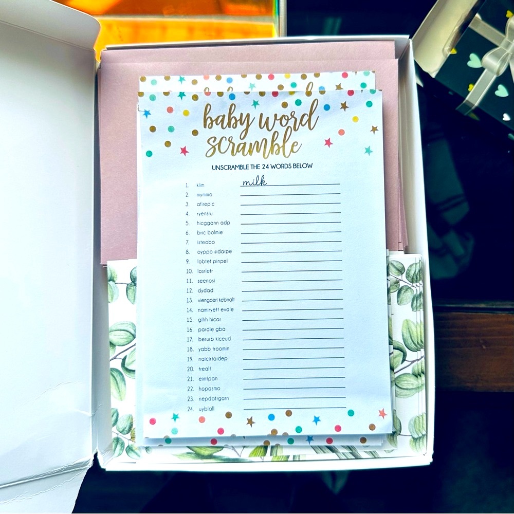 Baby Shower Written Games and Thank You Card Bundle